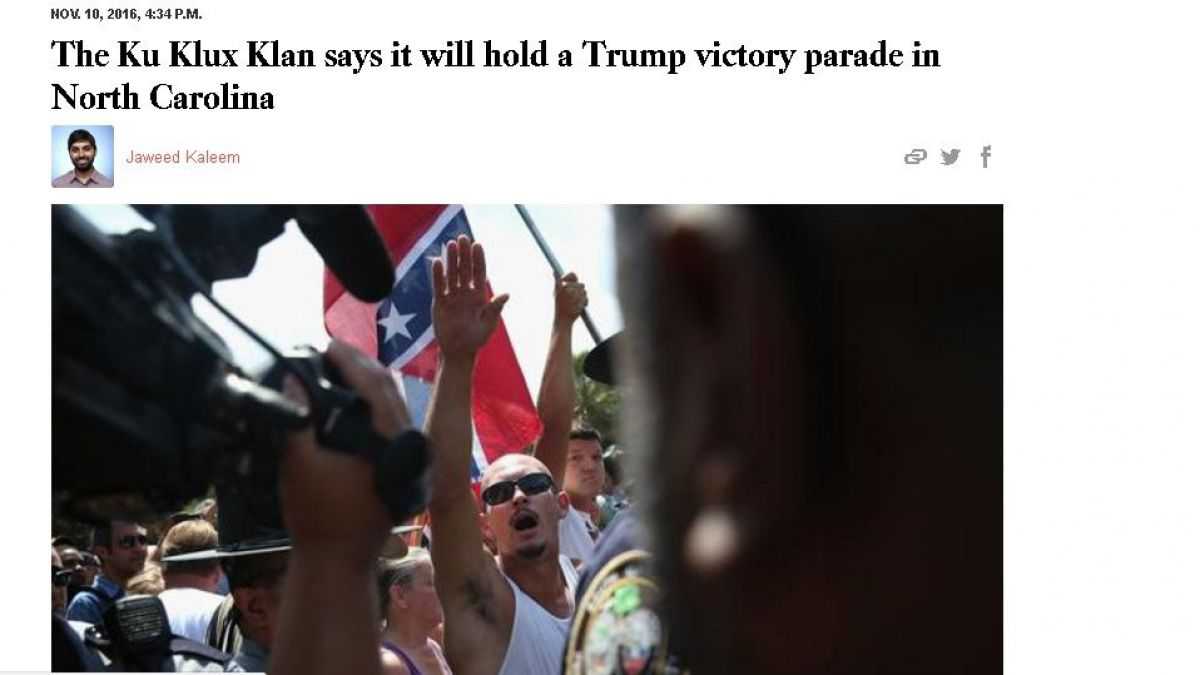 El Ku Klux Klan anunció un desfile para celebrar el triunfo de Trump